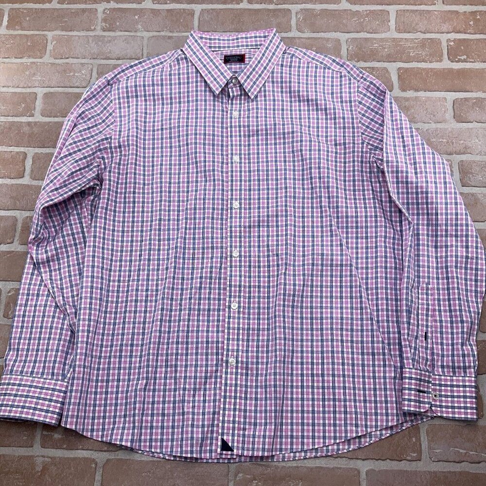 Untuckit Shirt Mens 2XLarge Purple Blue Check Regular Cotton Wrinkle Free